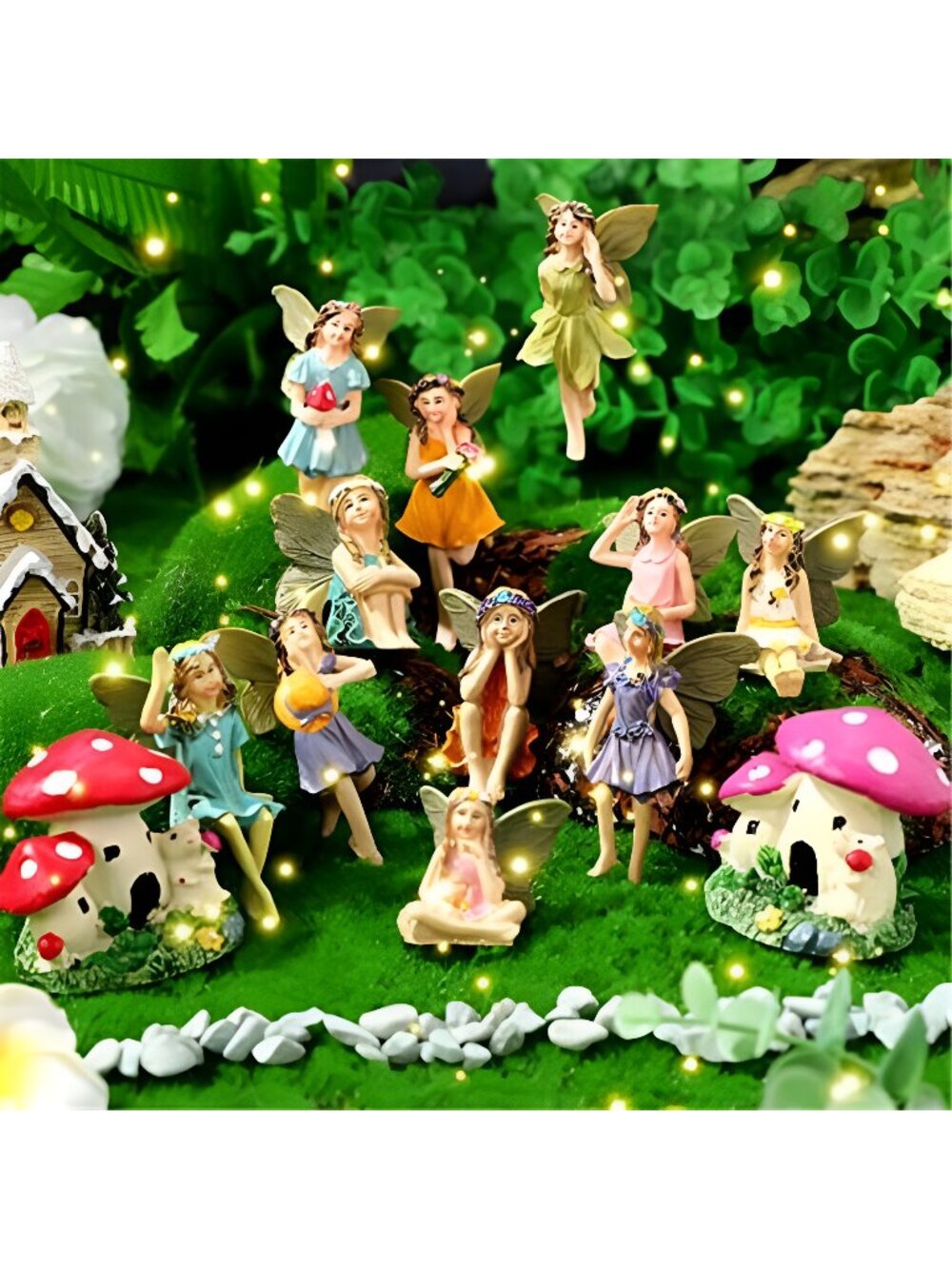 13 Pcs Garden Accessories Miniatures Fairies Figurine Mushroom House
